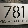 Brushed Metal Rectangle House Number Plate with Cut-Out
