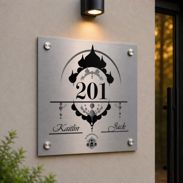Ornamental House Number Plate with Custom Names Ornamental House Number Plate with Custom Names