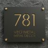 Square House Number Plate Custom Stylish Address Sign