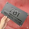 Stylish Rectangular House Number Plate with Cut-Out Number Design